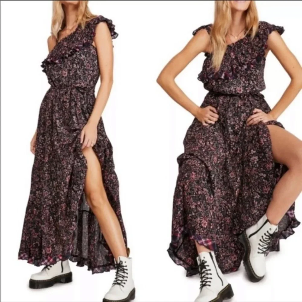 Free People What About Love Ruffle Maxi Dress